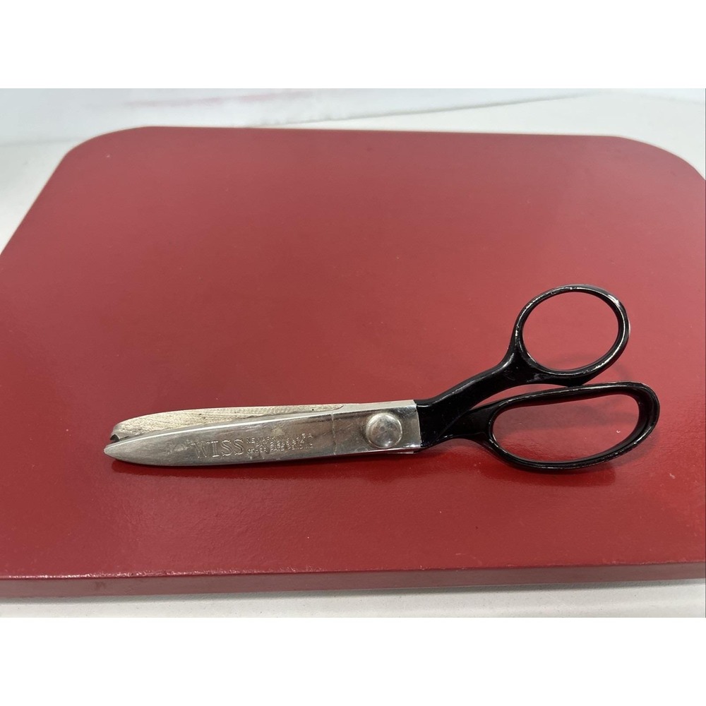 Vintage Wiss Pinking Shears Model A Black Handle Made in USA Sewing Tool Zig Zag